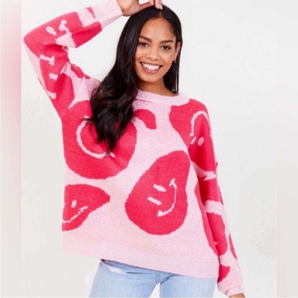 Altar'd State Smiley Brianna Boxy Oversized Pullover Crew Neck Sweater -Medium